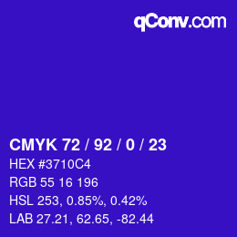 カラーコード: CMYK 72 / 92 / 0 / 23 | qconv.com