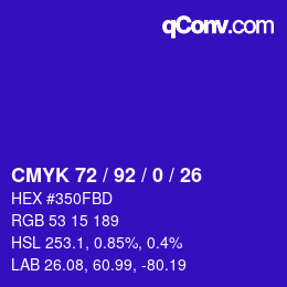 Color code: CMYK 72 / 92 / 0 / 26 | qconv.com