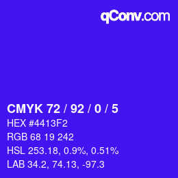 颜色代码: CMYK 72 / 92 / 0 / 5 | qconv.com