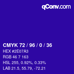 Color code: CMYK 72 / 96 / 0 / 36 | qconv.com