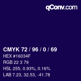 颜色代码: CMYK 72 / 96 / 0 / 69 | qconv.com