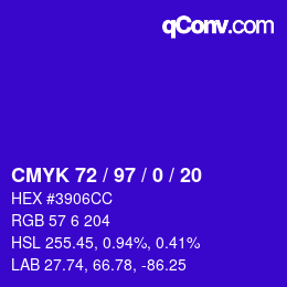 颜色代码: CMYK 72 / 97 / 0 / 20 | qconv.com
