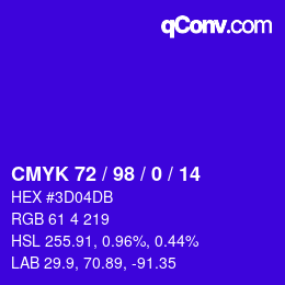 Color code: CMYK 72 / 98 / 0 / 14 | qconv.com