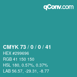 颜色代码: CMYK 73 / 0 / 0 / 41 | qconv.com