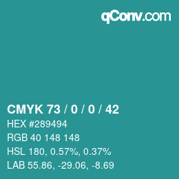 Farbcode: CMYK 73 / 0 / 0 / 42 | qconv.com