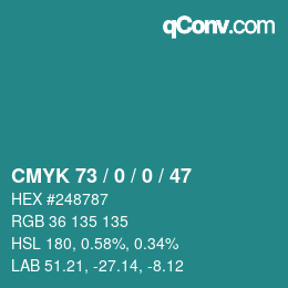 Código de color: CMYK 73 / 0 / 0 / 47 | qconv.com