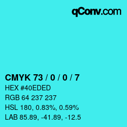 Code couleur: CMYK 73 / 0 / 0 / 7 | qconv.com