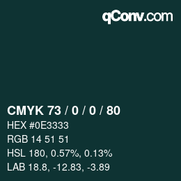 Color code: CMYK 73 / 0 / 0 / 80 | qconv.com