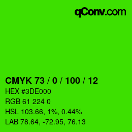 颜色代码: CMYK 73 / 0 / 100 / 12 | qconv.com