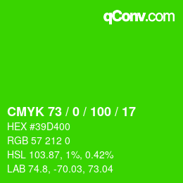 颜色代码: CMYK 73 / 0 / 100 / 17 | qconv.com