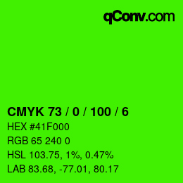 カラーコード: CMYK 73 / 0 / 100 / 6 | qconv.com