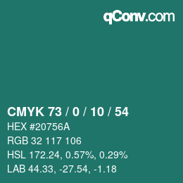 Color code: CMYK 73 / 0 / 10 / 54 | qconv.com