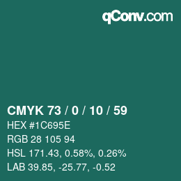 カラーコード: CMYK 73 / 0 / 10 / 59 | qconv.com