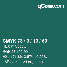 颜色代码: CMYK 73 / 0 / 10 / 60 | qconv.com