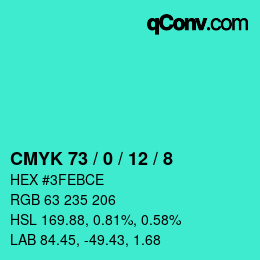 Color code: CMYK 73 / 0 / 12 / 8 | qconv.com