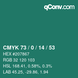 Color code: CMYK 73 / 0 / 14 / 53 | qconv.com