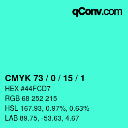 Color code: CMYK 73 / 0 / 15 / 1 | qconv.com
