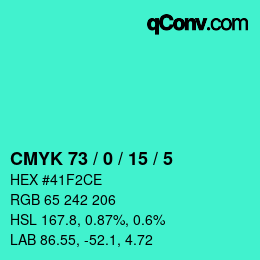 Color code: CMYK 73 / 0 / 15 / 5 | qconv.com