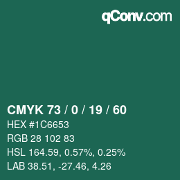 Color code: CMYK 73 / 0 / 19 / 60 | qconv.com