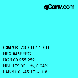 颜色代码: CMYK 73 / 0 / 1 / 0 | qconv.com