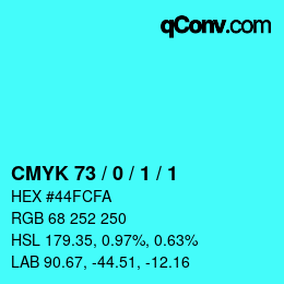 Color code: CMYK 73 / 0 / 1 / 1 | qconv.com