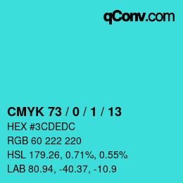 Color code: CMYK 73 / 0 / 1 / 13 | qconv.com