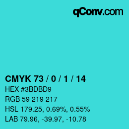 颜色代码: CMYK 73 / 0 / 1 / 14 | qconv.com