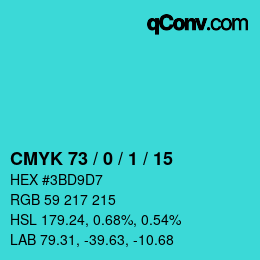 Color code: CMYK 73 / 0 / 1 / 15 | qconv.com