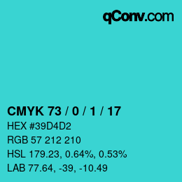 カラーコード: CMYK 73 / 0 / 1 / 17 | qconv.com