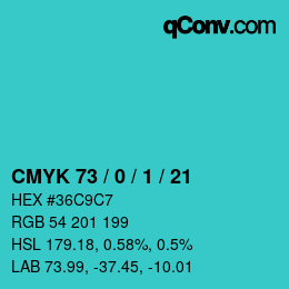 カラーコード: CMYK 73 / 0 / 1 / 21 | qconv.com