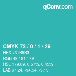颜色代码: CMYK 73 / 0 / 1 / 29 | qconv.com