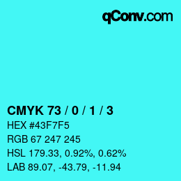 カラーコード: CMYK 73 / 0 / 1 / 3 | qconv.com