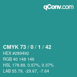 Color code: CMYK 73 / 0 / 1 / 42 | qconv.com