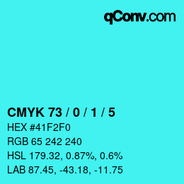 カラーコード: CMYK 73 / 0 / 1 / 5 | qconv.com