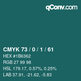カラーコード: CMYK 73 / 0 / 1 / 61 | qconv.com
