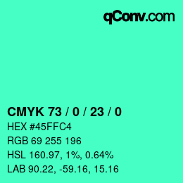 颜色代码: CMYK 73 / 0 / 23 / 0 | qconv.com