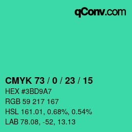 Color code: CMYK 73 / 0 / 23 / 15 | qconv.com