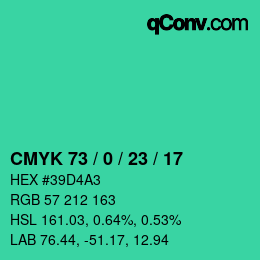 カラーコード: CMYK 73 / 0 / 23 / 17 | qconv.com
