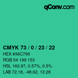 Color code: CMYK 73 / 0 / 23 / 22 | qconv.com