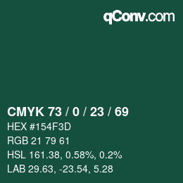 Color code: CMYK 73 / 0 / 23 / 69 | qconv.com