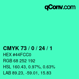 カラーコード: CMYK 73 / 0 / 24 / 1 | qconv.com