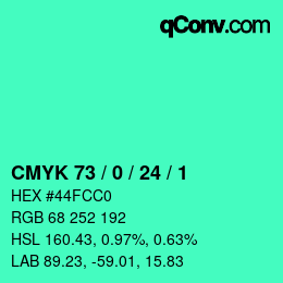 Color code: CMYK 73 / 0 / 24 / 1 | qconv.com