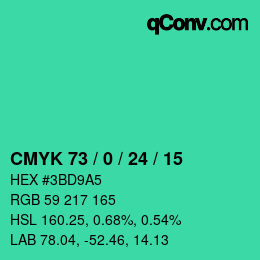 Color code: CMYK 73 / 0 / 24 / 15 | qconv.com