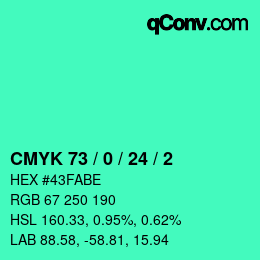カラーコード: CMYK 73 / 0 / 24 / 2 | qconv.com