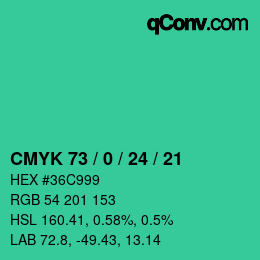 カラーコード: CMYK 73 / 0 / 24 / 21 | qconv.com