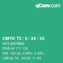 Color code: CMYK 73 / 0 / 24 / 33 | qconv.com