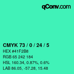 カラーコード: CMYK 73 / 0 / 24 / 5 | qconv.com