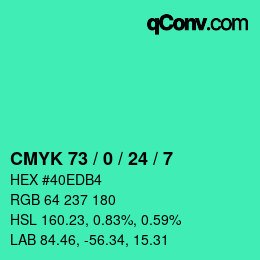 颜色代码: CMYK 73 / 0 / 24 / 7 | qconv.com
