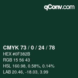 Color code: CMYK 73 / 0 / 24 / 78 | qconv.com