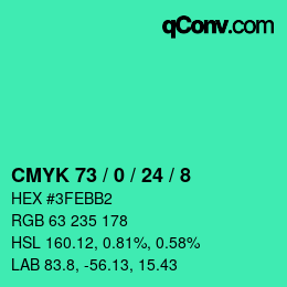 Color code: CMYK 73 / 0 / 24 / 8 | qconv.com